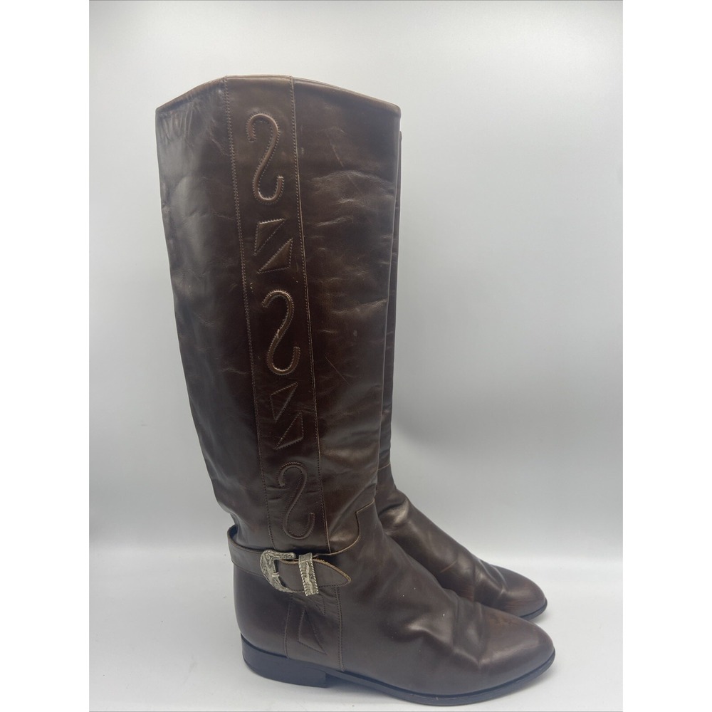 Charles David Riding Boots Womens 6AA Leather‎ Tall Equestrian Made in Italy